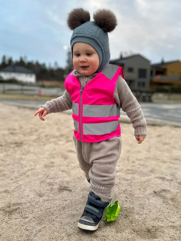 Refleksvest Glidelås - Barn rosa