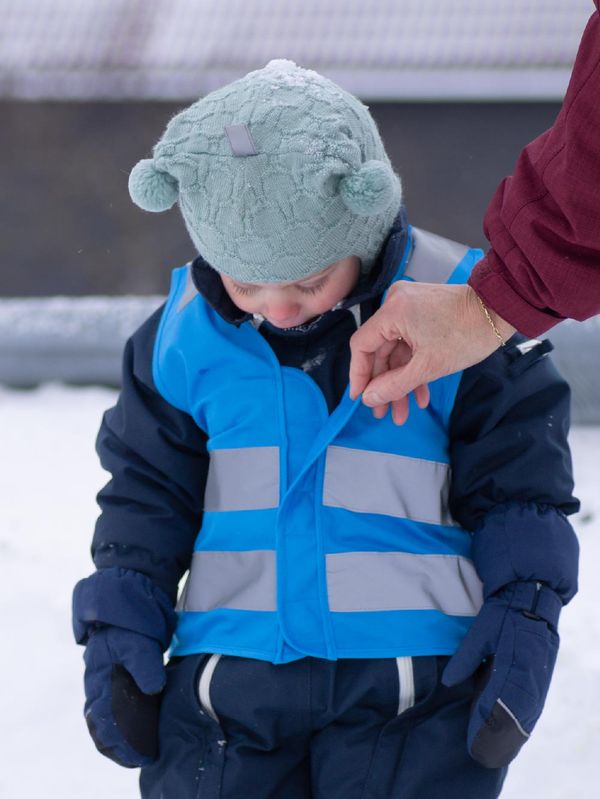 Refleksvest Magnetlukking m/trykk - Barn blå