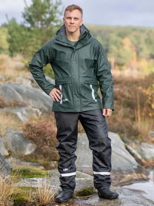 Hovedbilde Regntøy Fóret Mørk Grønn/Svart Herre - Pakketilbud