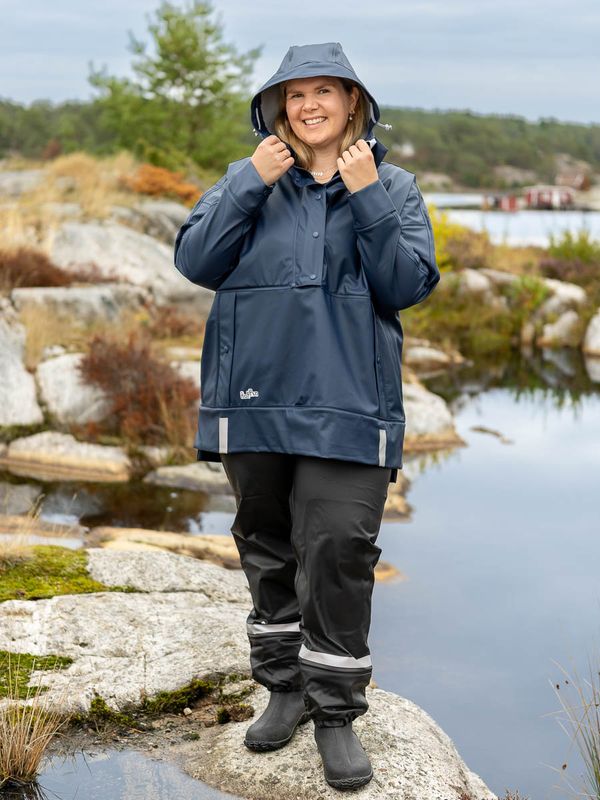 Regnponcho og Bukse Marine/Svart Dame Kort - Pakketilbud