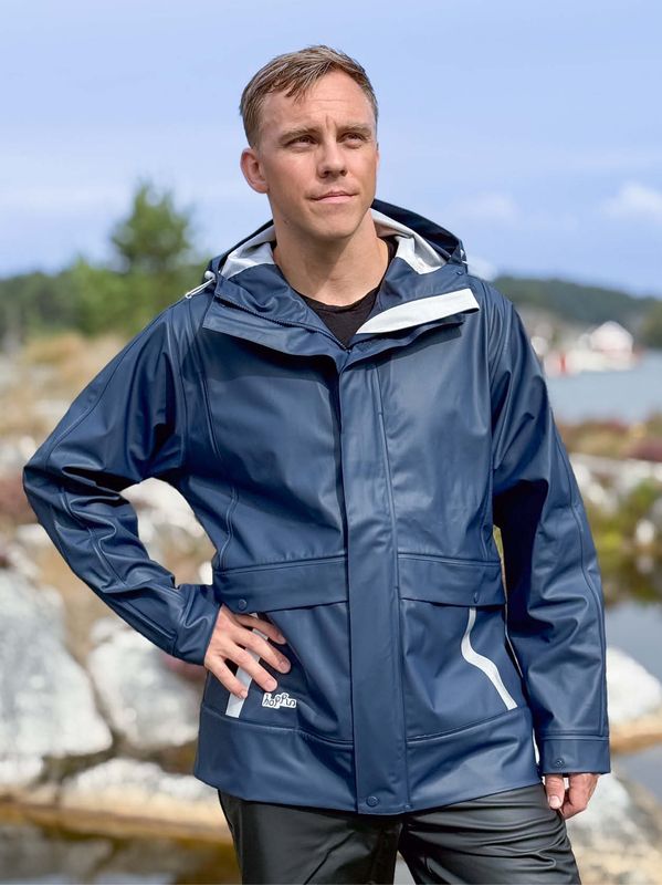 Robust PU regnjakke Marine Herre
