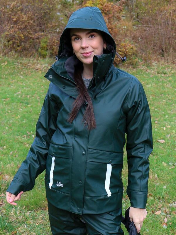 Storm Fóret PU Regnjakke Mørk Grønn Dame