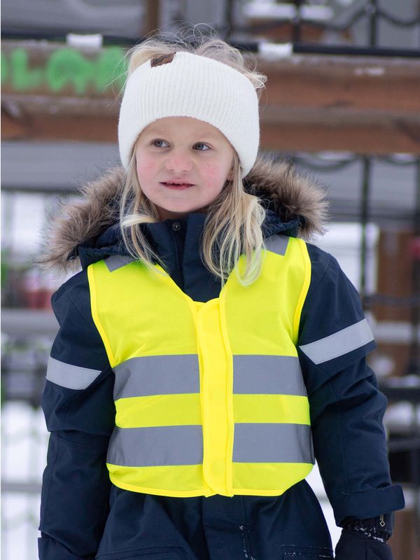 Refleksvest Magnetlukking m/trykk - Barn gul